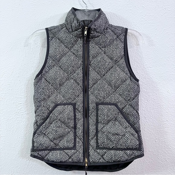 - J Crew gray geometry print down vest - Picture 1 of 6